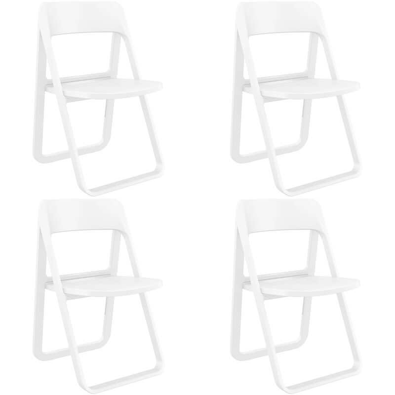 Dream Chaise Pliante Intrieur, Extrieur Set 4 Blanc - Blanc - Garbar