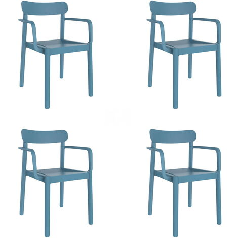 garbar ELBA Set 4 Silla Con Brazos Interior, Exterior Azul Retro
