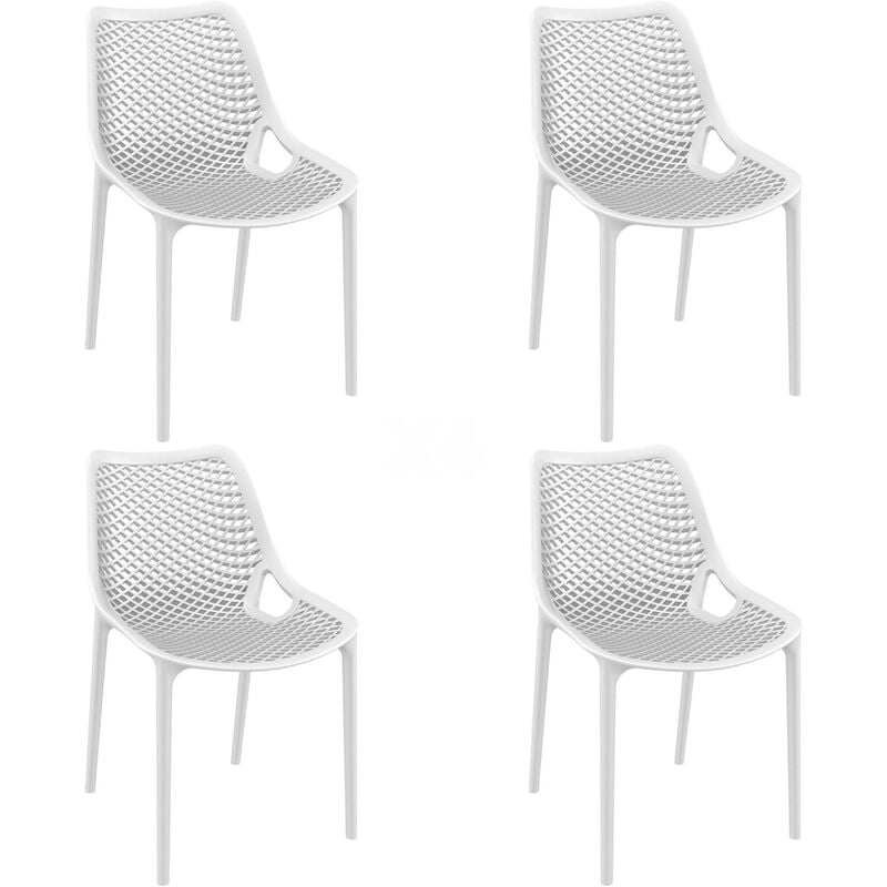 Grid Chaise Intérieur, Extérieur Set 4 Blanc - Blanc - Garbar