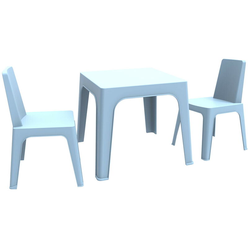 Julieta Chaise-Table Pour Enfants Intérieur, Extérieur Set 2+1 Bleu Ciel - Garbar