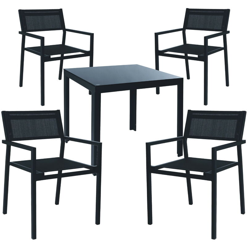 Garbar - mamba-mamba Fauteuil-Table Intérieur, Extérieur Set 4+1 Noir