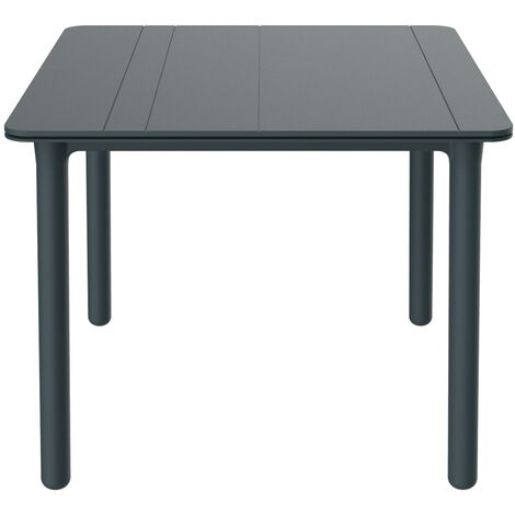 garbar NOA Mesa Cuadrada Interior, Exterior 90x90 Pie Gris Oscuro - Tablero Gris Oscuro