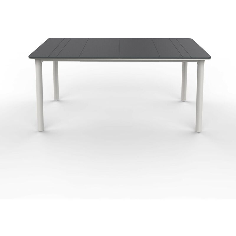 Noa Table Rectangulaire Intérieur, Extérieur 160x90 Pied Blanc - Tableau Gris Foncé - Garbar