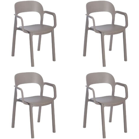 garbar ONA Set 4 Silla Con Brazos Interior, Exterior Chocolate - Chocolate