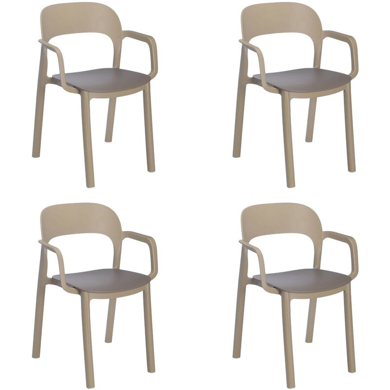 Garbar - ona Fauteuil Intérieur, Extérieur Set 4 Sable - Chocolat