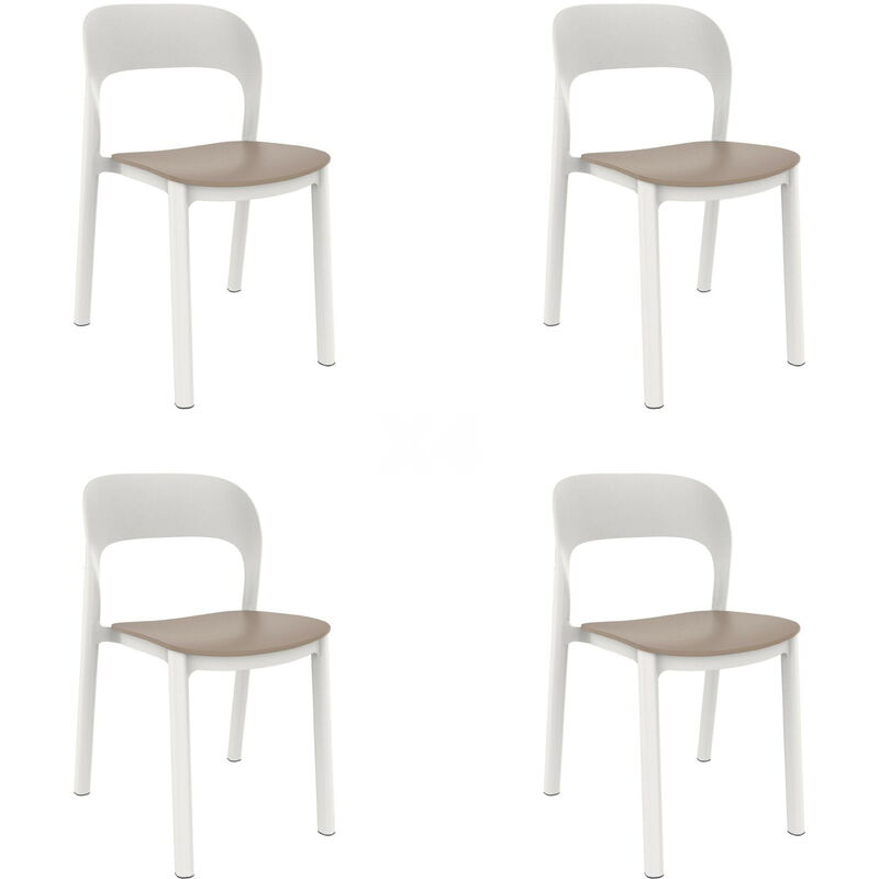Garbar - ona Chaise Intérieur, Extérieur Set 4 Blanc - Sable