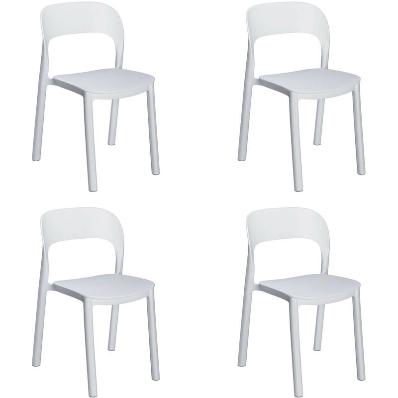 Garbar - ona Chaise Intérieur, Extérieur Set 4 Blanc - Blanc