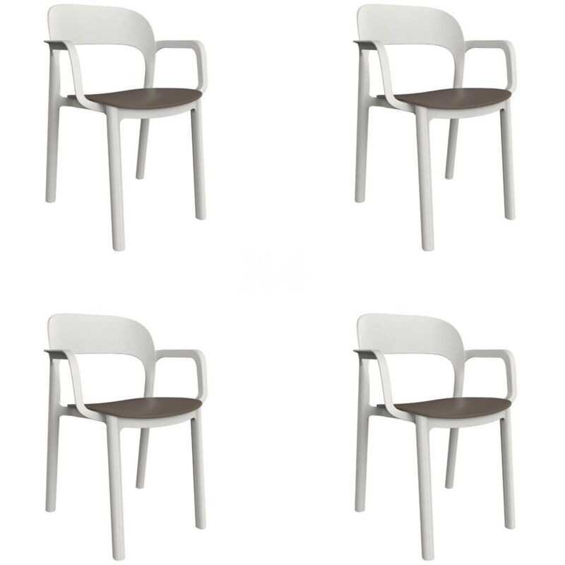 garbar ONA Fauteuil Intérieur, Extérieur Set 4 Blanc - Chocolat garbar ONA Fauteuil Intérieur, Extérieur Set 4 Blanc - Chocolat