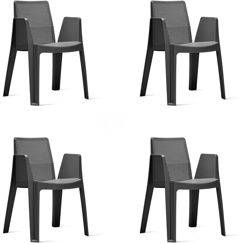 Garbar - play Fauteuil Intérieur, Extérieur Set 4 Gris Foncé