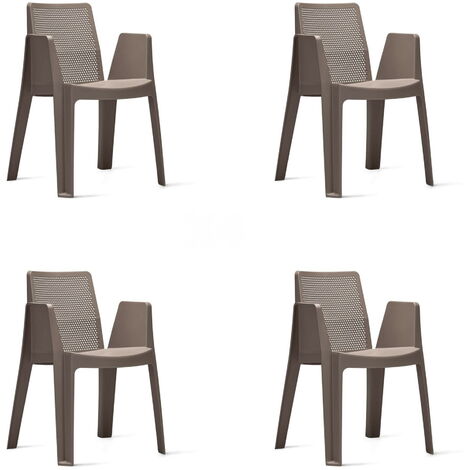 garbar PLAY Set 4 Silla Con Brazos Interior, Exterior Chocolate