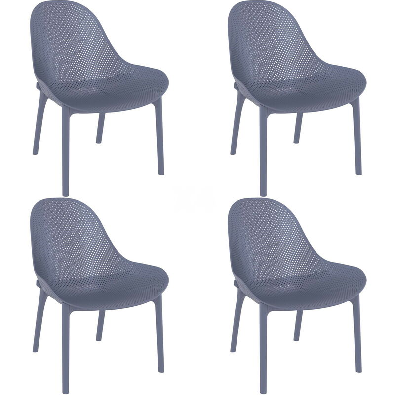 Garbar - sky Fauteuil Intérieur, Extérieur Set 4 Gris Foncé