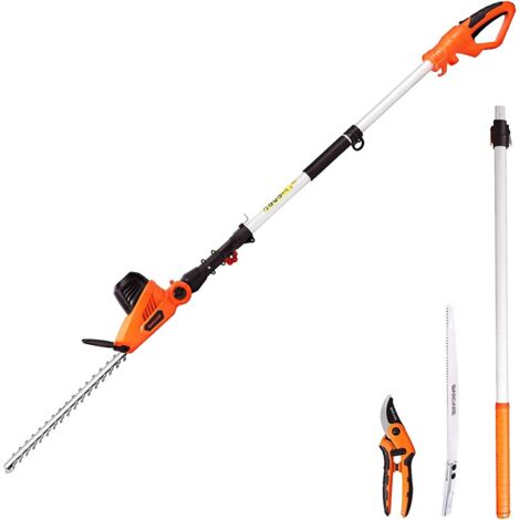 GARCARE Electric Hedge Trimmer Long Reach Corded Extendable Pole Trimmers 2.8m 45cm Cut Blade