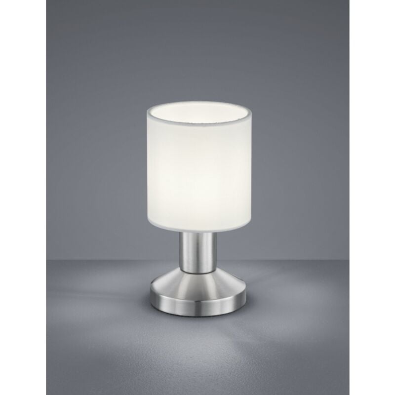 Image of Lampada Da Tavolo Garda Nichel e Tessuto Bianco Ø9 cm Trio Lighting