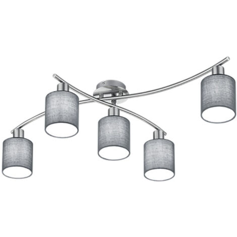 Garda Niquel Plafón 5 Pantallas Tela Gris L75 cm Trio Lighting