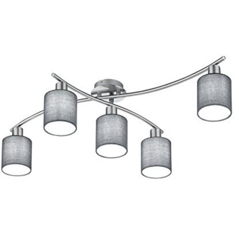 GARDA PLAFONIERA 5 DIFFUSORI IN TESSUTO GRIGIO L. 75CM + 44,2CM ATTACCO E14