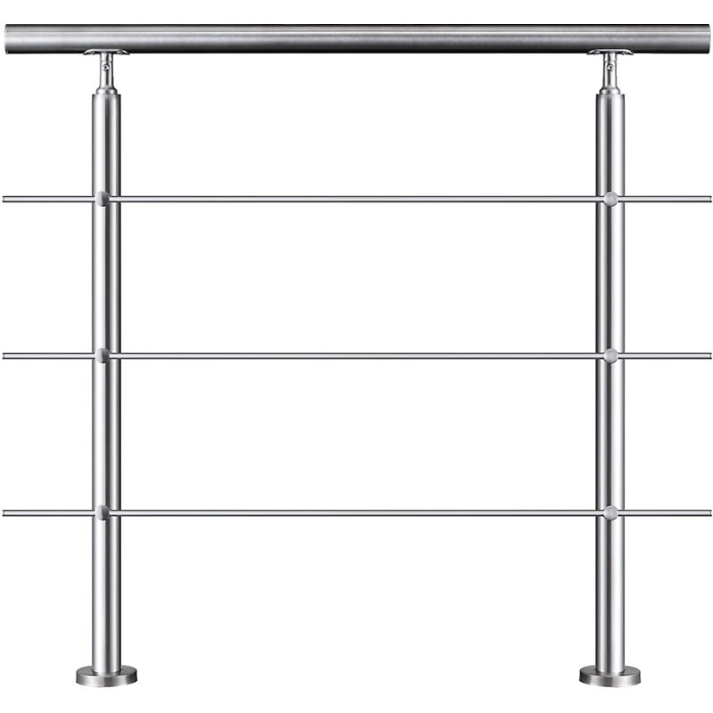 Garde-corps 100cm - En inox 304 - 1 main courante et 3 traverses - Intérieur & extérieur - Kit complet - Pour bâtiments au bord de la mer