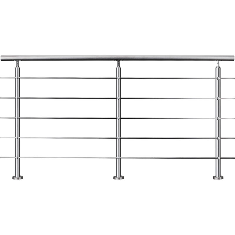 Garde-corps 200cm - En inox 304 - 1 main courante et 5 traverses - Intérieur & extérieur - Kit complet - Pour bâtiments au bord de la mer