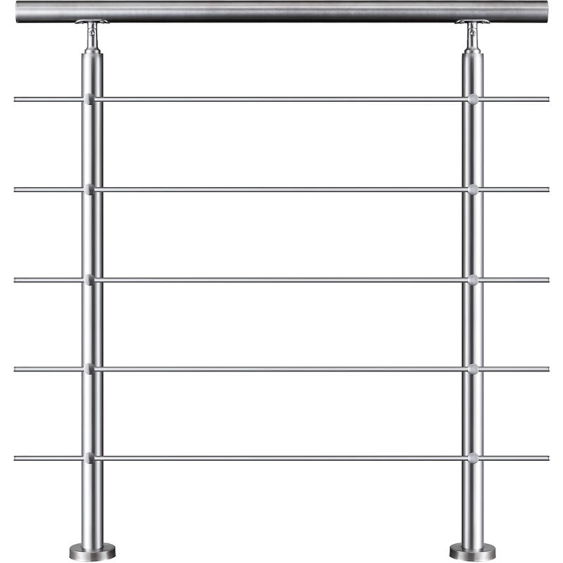 Garde-corps 100cm - En inox 304 - 1 main courante et 5 traverses - Intérieur & extérieur - Kit complet - Pour bâtiments au bord de la mer