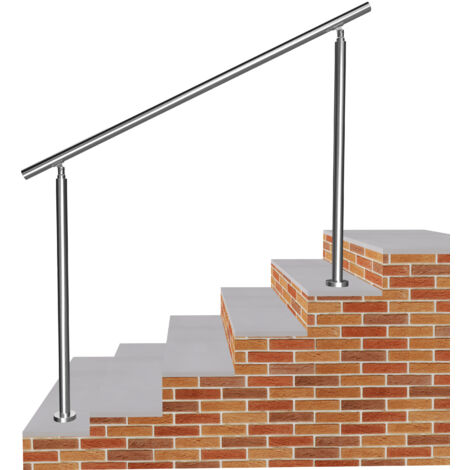 Garde-corps 150cm argenté, 1 main courante, sans traverses, inox 201, intérieur et extérieur, design moderne - kit complet