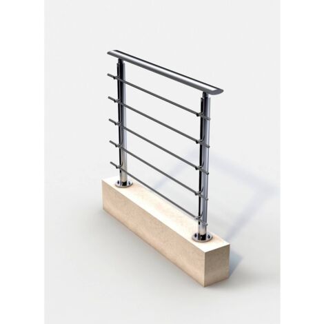 Garde Corps Aluminium - Kit Départ Ellipsis Longueur    Inox Brillant  120 Cm