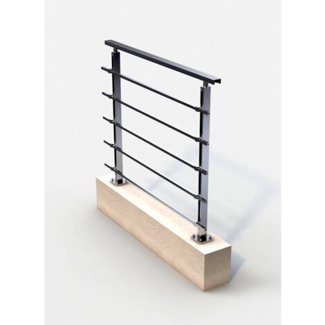 Garde Corps Aluminium - Kit Départ Quadrum Longueur    Inox Brillant  120 Cm