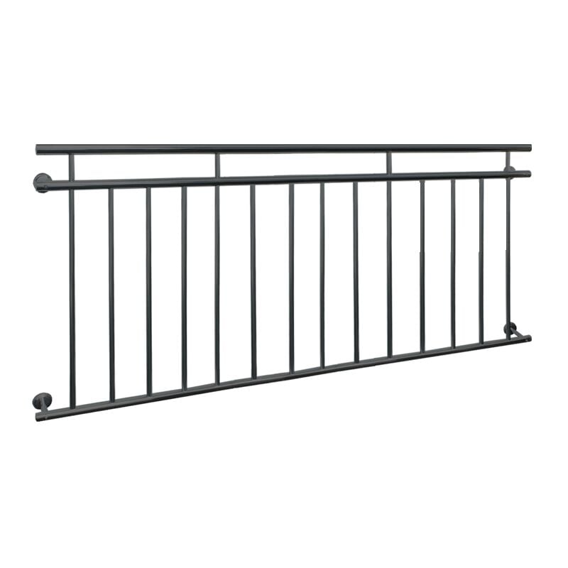 Ecd Germany - Garde-corps Balcon Français - 90 x 184 cm - Anthracite - en Acier Inoxydable - avec 14 Barres Transversales - Appui Rambarde Balustrade