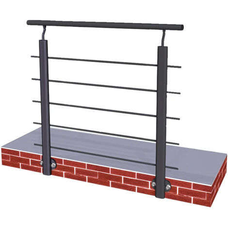 Garde-corps en aluminium noir mat 1m – 5 traverses – Fixation latérale pour terrasse et escalier – Installation rapide et sécurisée