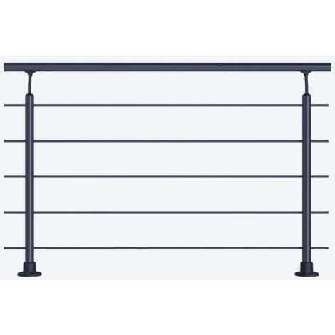 Garde-corps en aluminium RAL 9005 – Longueur 150 cm – Fixation au sol – Tiges en acier inoxydable 10 mm Ø pour balcons et mezzanines – Sogem