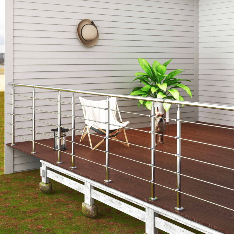 Garde-corps en inox 304 à 5 barreaux – Longueur 150 cm – Pour terrasse ou escalier intérieur / extérieur