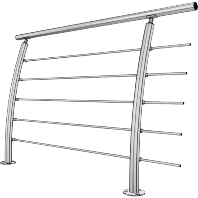 Metalenstock - Garde corps inox 304 en kit à 5 barres à la française longueur 4,5 m poteaux cintrés