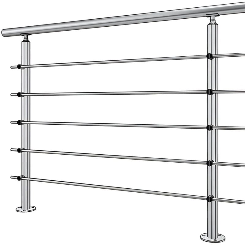Metalenstock - Garde corps inox 304 en kit à 5 barres à la française longueur 7,5 m