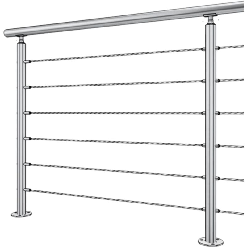 Metalenstock - Garde corps inox 304 en kit à 6 câbles à la française longueur 12,5 m