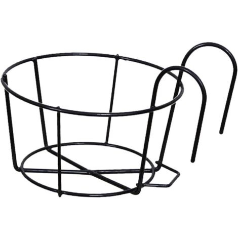 Garde-Corps jardinières Porte-Pot de Fleur Ronde clôture étagère conteneur Fer Art paniers Suspendus Fer Art Support pour extérieur Balcon Pont Porche, Noir 20cm