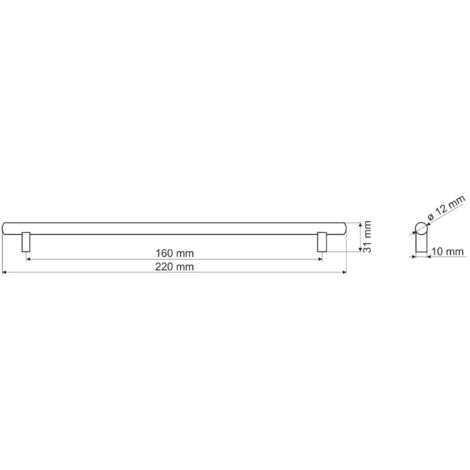 Garde-corps RE10, chrome brillant, 160 mm
