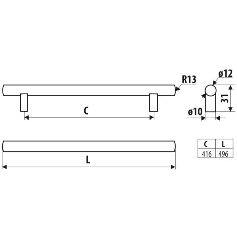 Garde-corps RE10, chrome brillant, 416 mm