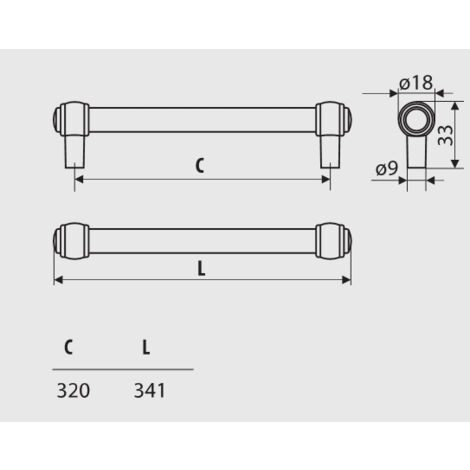 Garde-corps RE23, chrome brillant, 320 mm