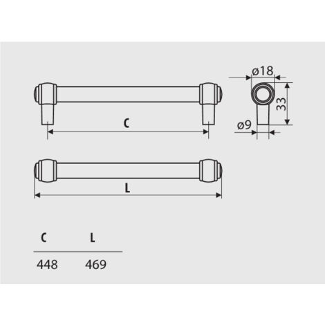 Garde-corps RE23, laiton patiné antique, 448 mm