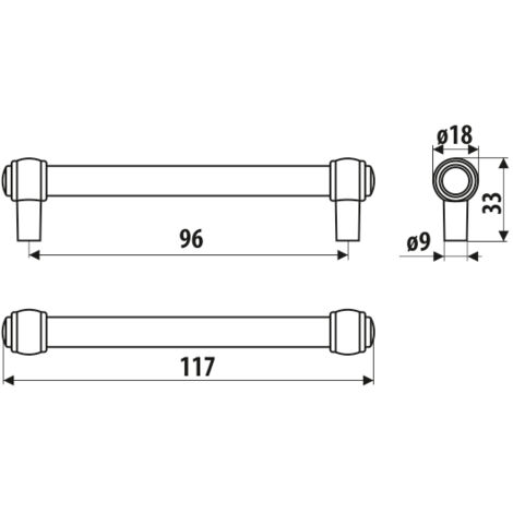 Garde-corps RE23, vieil argent, 96 mm
