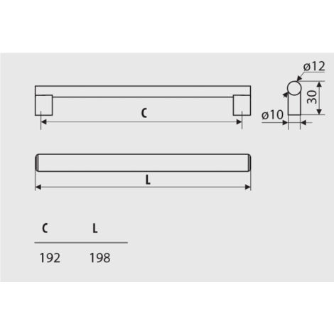 Garde-corps RE81, chrome brillant, 192 mm