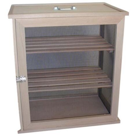 Garde-manger 2 étages en hêtre 55x60x34 cm – Fermeture sécurisée – Rangement optimisé pour cuisine et salle à manger – Masy