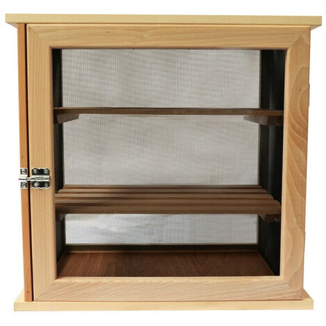 Outils Et Nature – Garde-manger en bois hêtre 50x52x38cm – 3 étages avec 2 clayettes amovibles – Protection contre nuisibles – Alternative économique au réfrigérateur