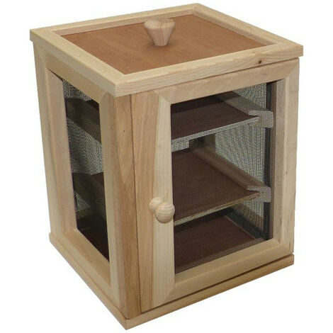 Garde-manger grillagé 3 étages – Dimensions 24x20x20 cm – Bâti en hêtre – 2 clayettes amovibles – Poignée de transport en bois ou métal – Masy