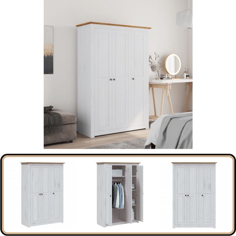 Vidaxl - Garde-robe 3 portes Blanc 118x50x171,5cm Pin Assortiment Panama - Armoire - Placard - Dressing - Rangement - Mobilier Chambre