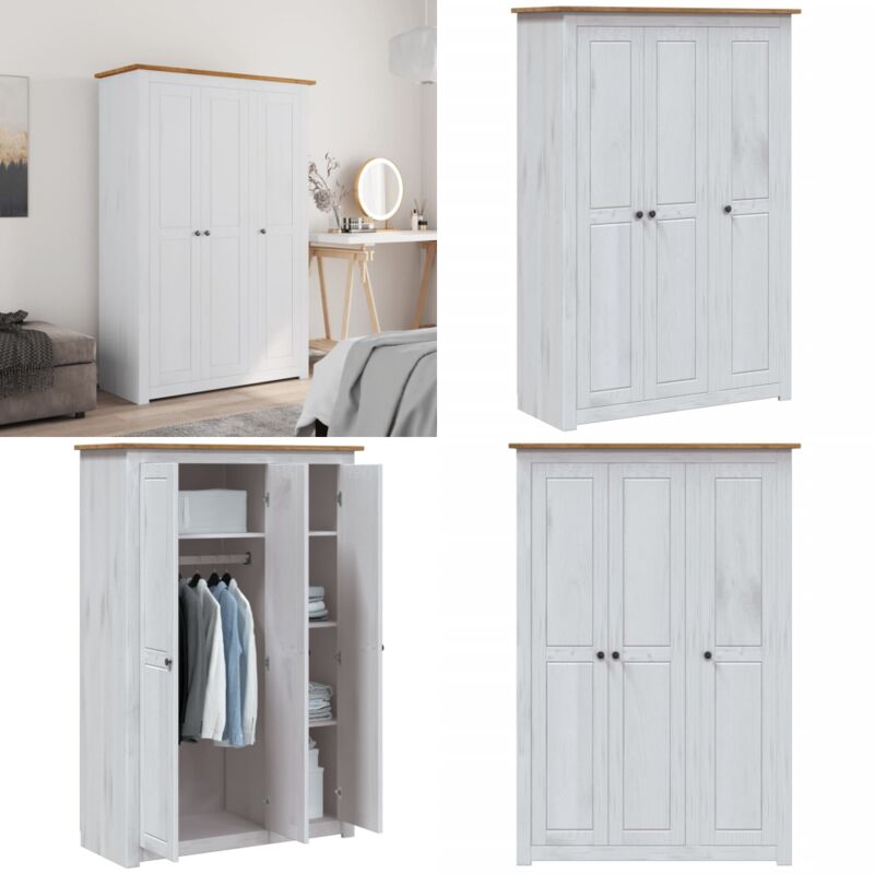 Vidaxl - Garde-robe 3 portes Blanc 118x50x171,5cm Pin Assortiment Panama - Armoire - Placard - Dressing - Rangement - Mobilier Chambre - Home & Living