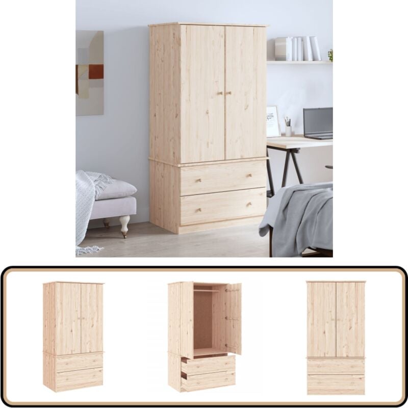 Vidaxl - Garde-robe alta 90x55x170 cm bois massif de pin - Garderobe - Armoire à Vêtements - Meuble De Rangement - Dressing - Bois Massif