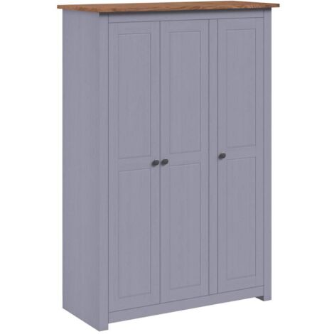 Garde-robe  Armoire de Rangement  Armoire de vêtements Penderie 3 portes Gris 118x50x171,5 cm Pin Assortiment Panama VXN5155