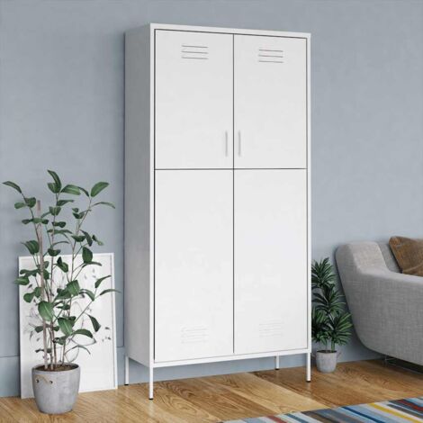 Garde-robe  Armoire de Rangement  Armoire de vêtements Penderie Blanc 90x50x180 cm Acier VXN3923