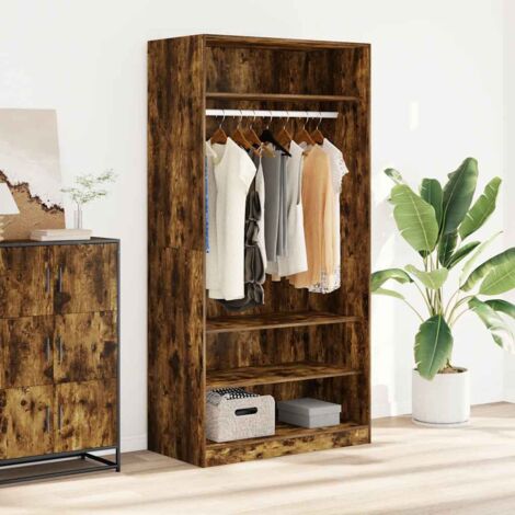 Garde-robe  Armoire de Rangement  Armoire de vêtements Penderie chêne fumé 100x50x200 cm bois d'ingénierie VXN8165