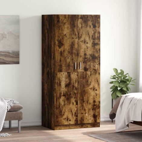 Garde-robe  Armoire de Rangement  Armoire de vêtements Penderie Chêne fumé 80x52x180 cm Bois d'ingénierie VXN2818