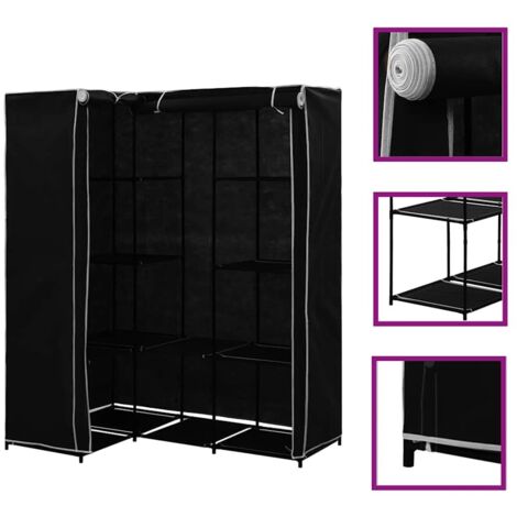 Garde-robe  Armoire de Rangement  Armoire de vêtements Penderie d'angle Noir 130x87x169 cm VXN2710